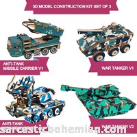 3D Wooden Puzzle Kit Set of 4 Crafts Build Wooden Tank Models Series Include 2X Anti Tank Missile Carrier and 2X War Tanker B07G1CSCTP
